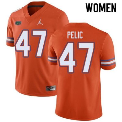 Women's Florida Gators #47 Justin Pelic NCAA Jordan Brand Orange Authentic Stitched College Football Jersey VID2562OA